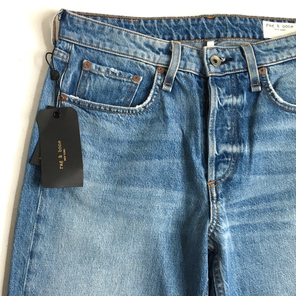 Rag & Bone Rosa Mid-Rise Boyfriend Relaxed Fit Denim Jeans In Jones Wash Size 31 - Picture 10 of 17